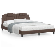 Bedframe 160x200 cm bruin met LED hoofdbordkussen