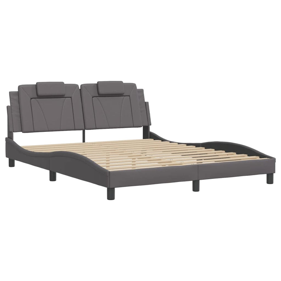 Bedframe met LED-verlichting kunstleer grijs 160x200 cm