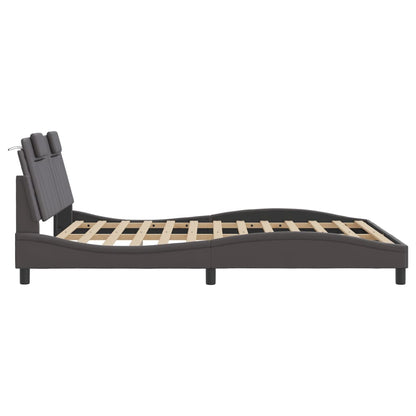 Bedframe met LED-verlichting kunstleer grijs 160x200 cm