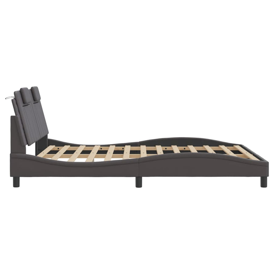 Bedframe met LED-verlichting kunstleer grijs 160x200 cm
