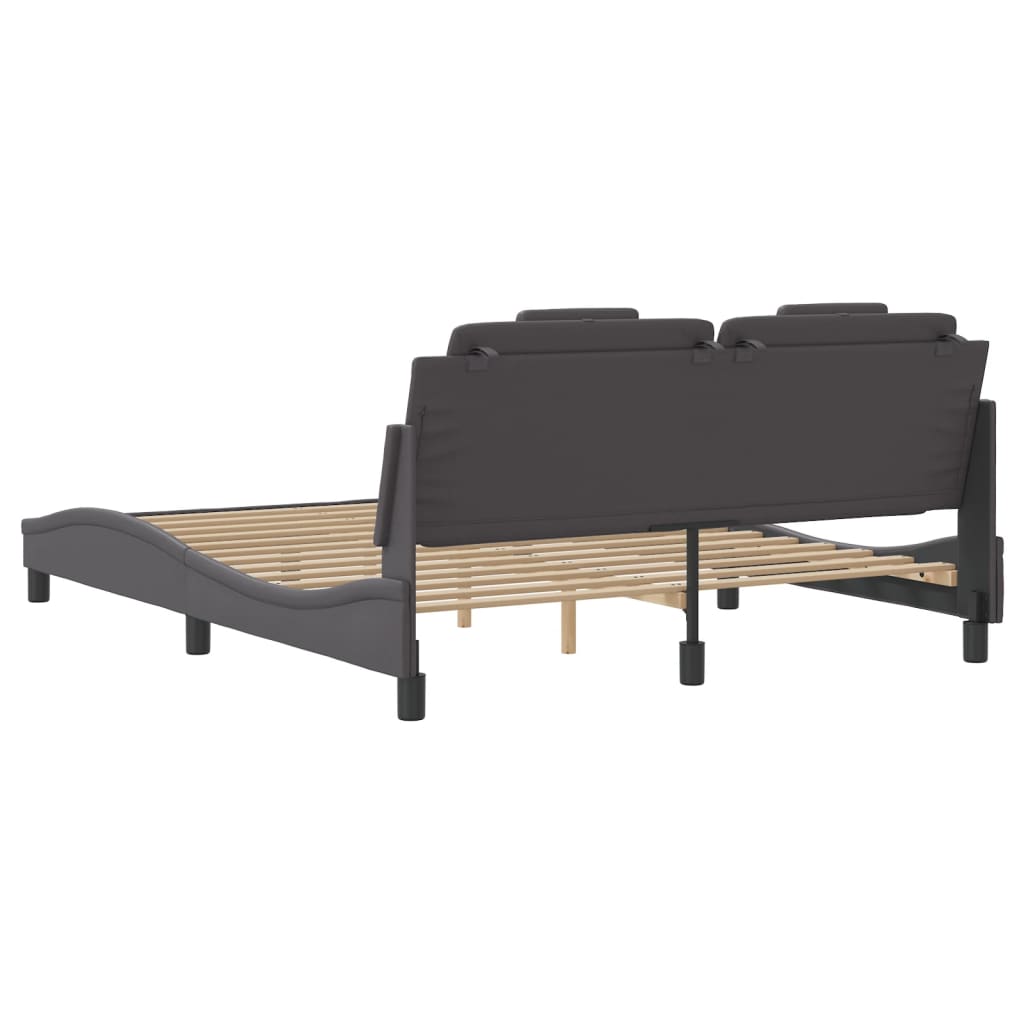 Bedframe met LED-verlichting kunstleer grijs 160x200 cm