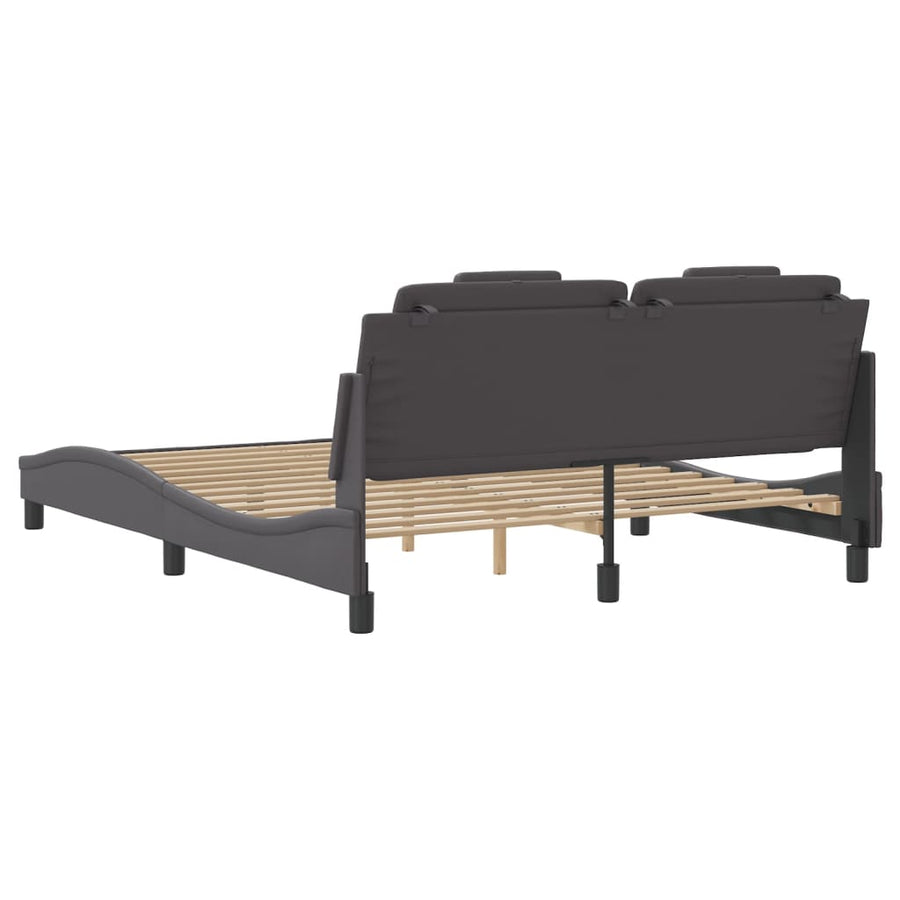 Bedframe met LED-verlichting kunstleer grijs 160x200 cm