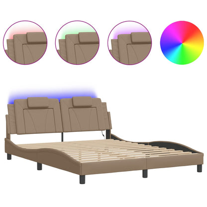 Bedframe met LED-verlichting kunstleer cappuccino 160x200 cm