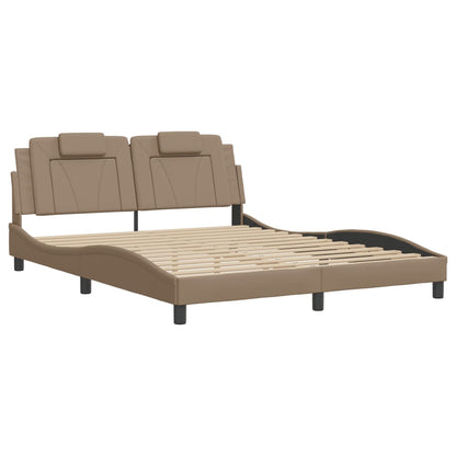 Bedframe met LED-verlichting kunstleer cappuccino 160x200 cm