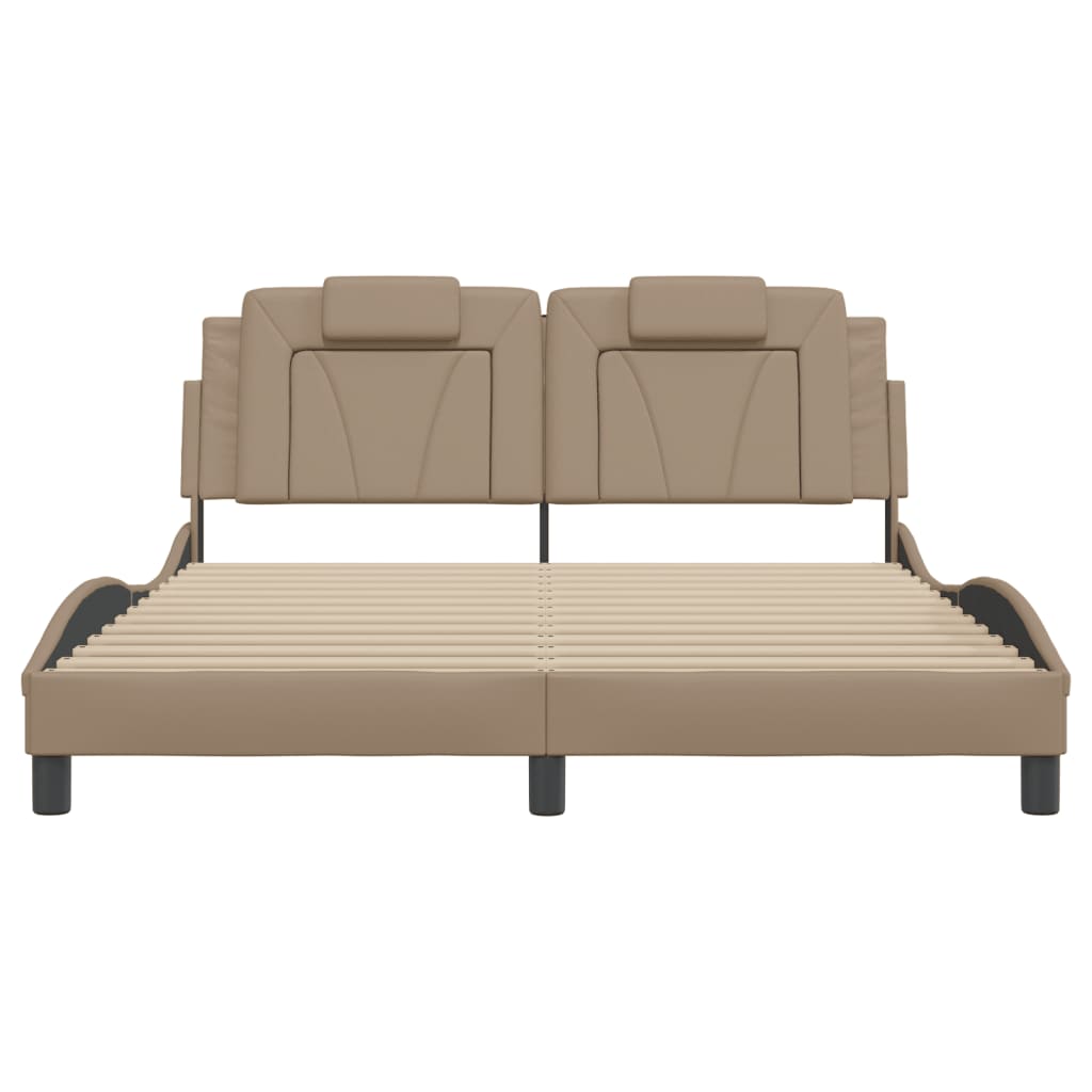 Bedframe met LED-verlichting kunstleer cappuccino 160x200 cm