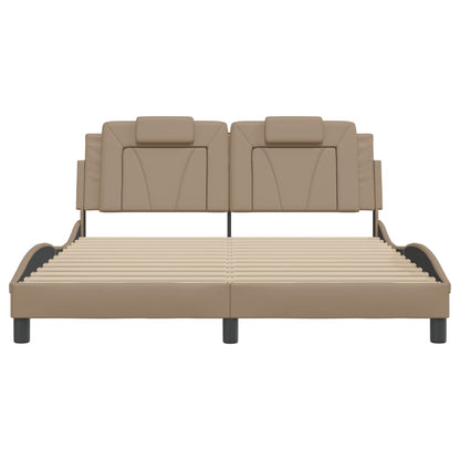 Bedframe met LED-verlichting kunstleer cappuccino 160x200 cm