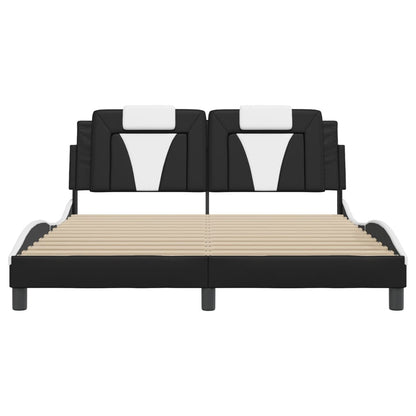 Bedframe met LED-verlichting kunstleer zwart en wit 160x200 cm