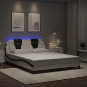Bedframe 160x200 cm wit zwart met LED