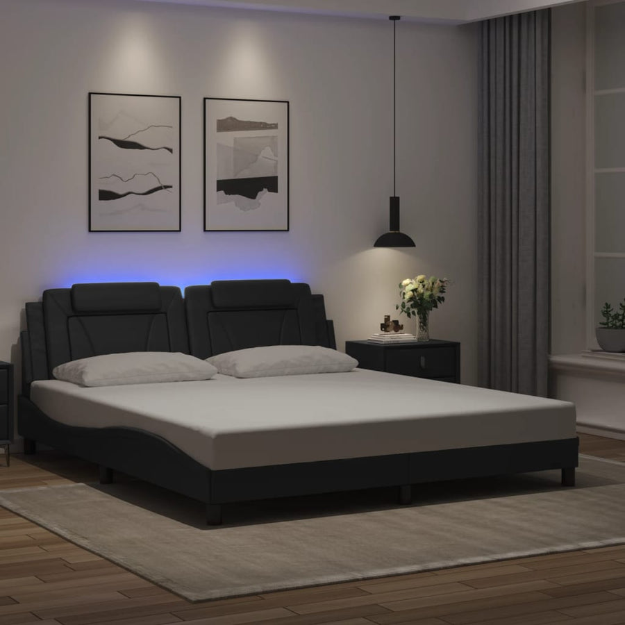 Bedframe met LED-verlichting kunstleer zwart 180x200 cm