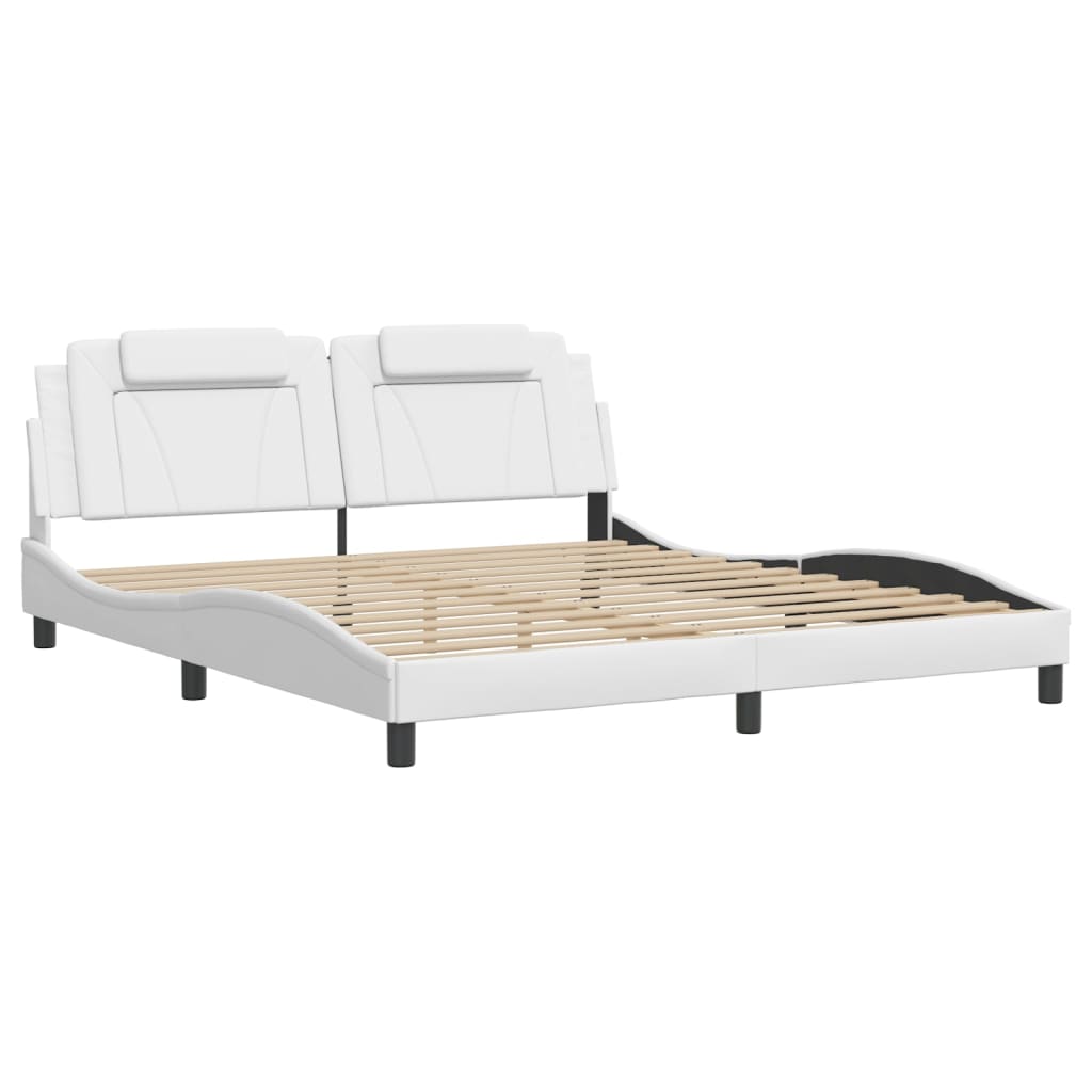 Bedframe met LED-verlichting kunstleer wit 180x200 cm
