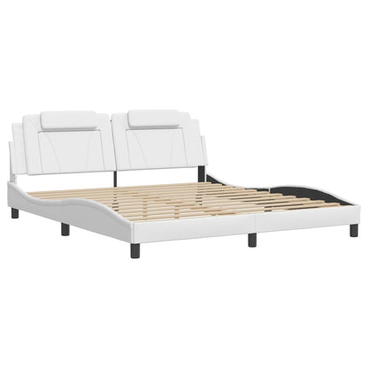 Bedframe met LED-verlichting kunstleer wit 180x200 cm