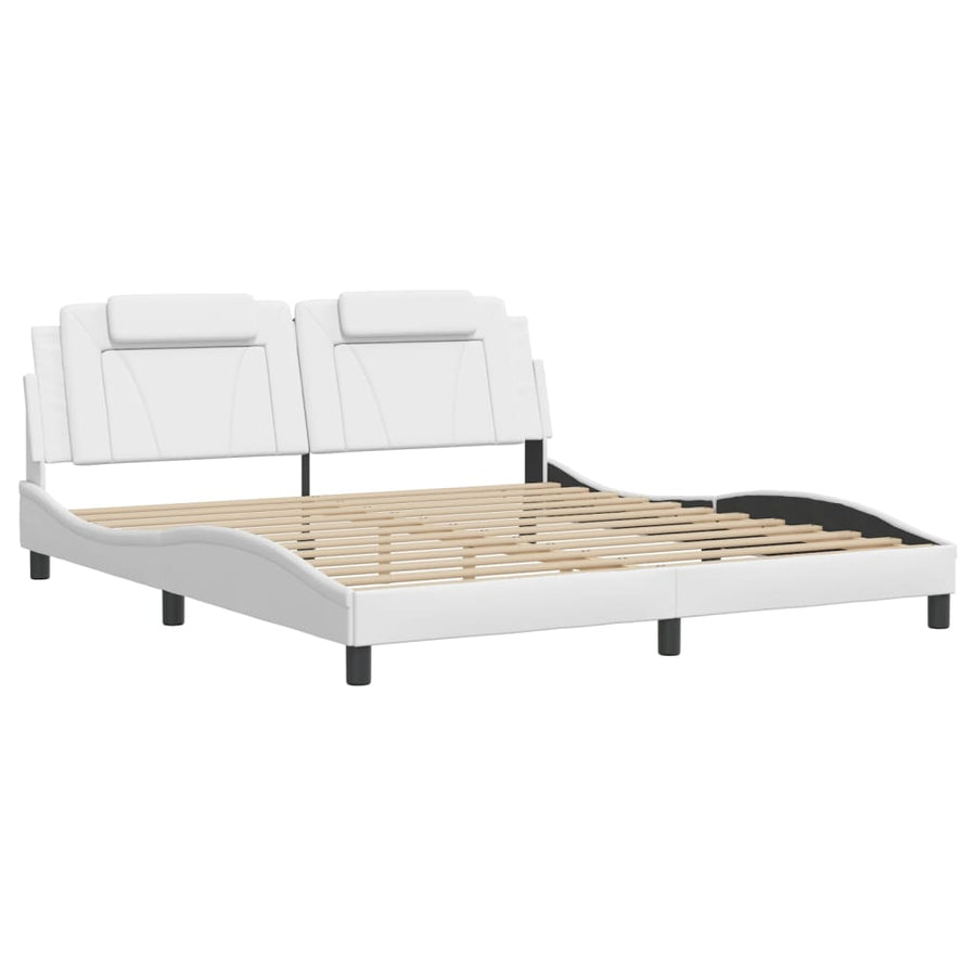Bedframe met LED-verlichting kunstleer wit 180x200 cm