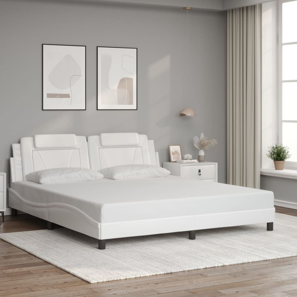 Bedframe met LED-verlichting kunstleer wit 180x200 cm