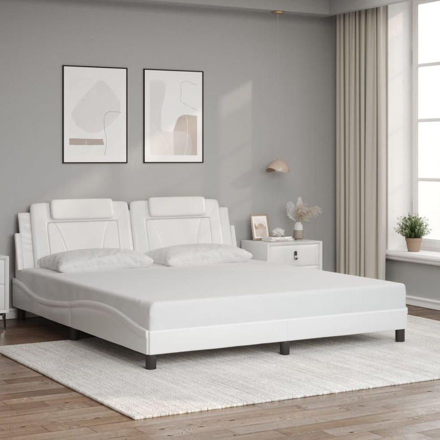 Bedframe met LED-verlichting kunstleer wit 180x200 cm