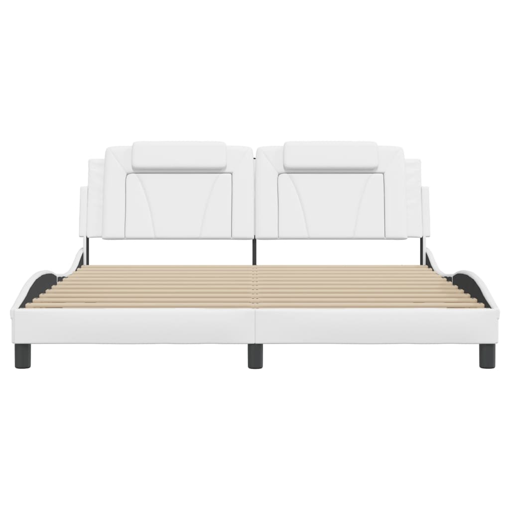 Bedframe met LED-verlichting kunstleer wit 180x200 cm