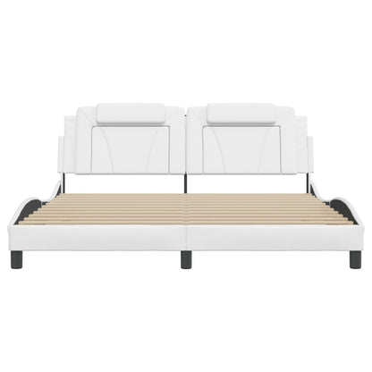 Bedframe met LED-verlichting kunstleer wit 180x200 cm