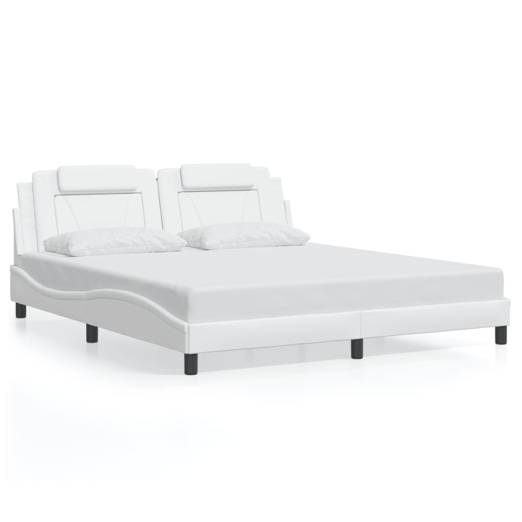 Bedframe met LED-verlichting kunstleer wit 180x200 cm