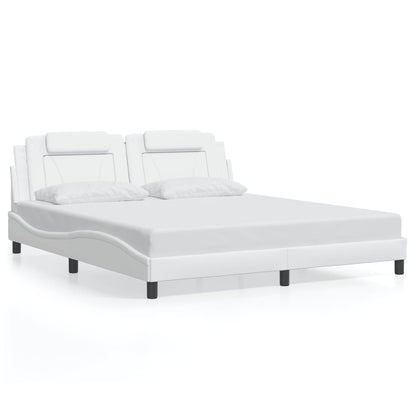 Bedframe met LED-verlichting kunstleer wit 180x200 cm
