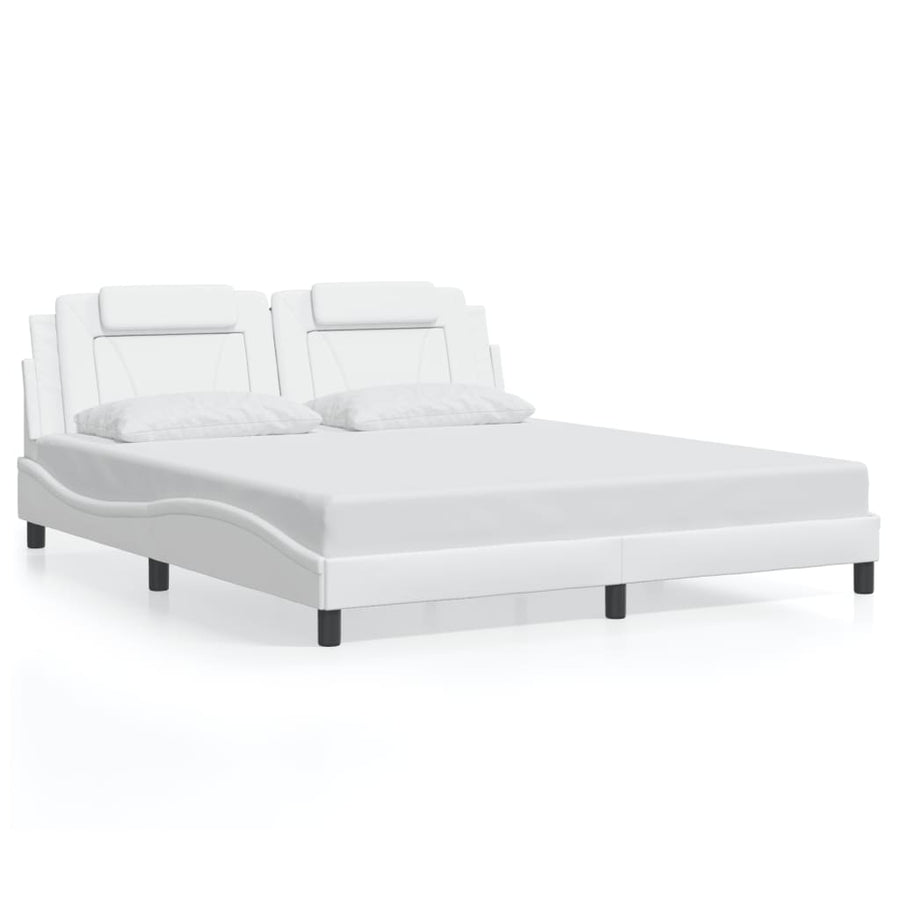 Bedframe met LED-verlichting kunstleer wit 180x200 cm