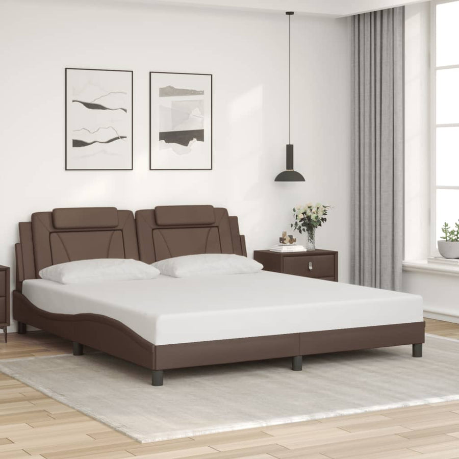 Bedframe met LED-verlichting kunstleer bruin 180x200 cm