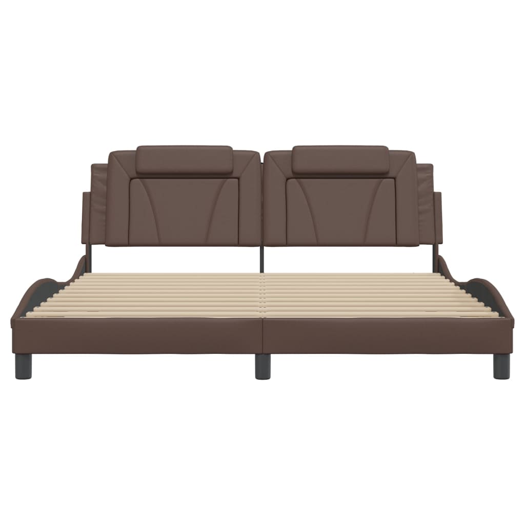 Bedframe met LED-verlichting kunstleer bruin 180x200 cm
