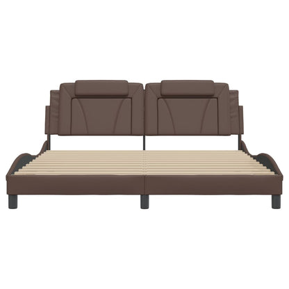 Bedframe met LED-verlichting kunstleer bruin 180x200 cm