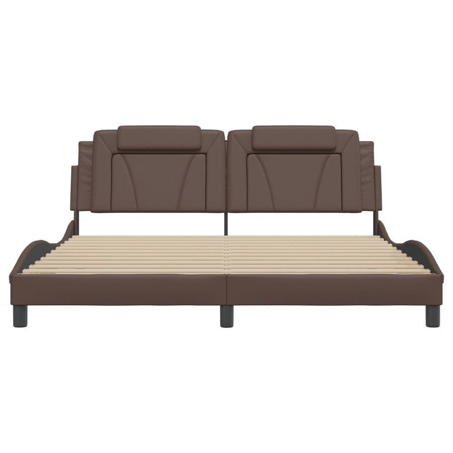 Bedframe met LED-verlichting kunstleer bruin 180x200 cm