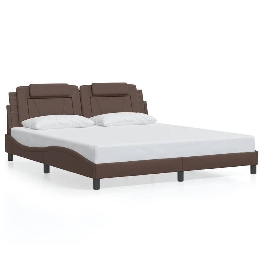 Bedframe met LED-verlichting kunstleer bruin 180x200 cm