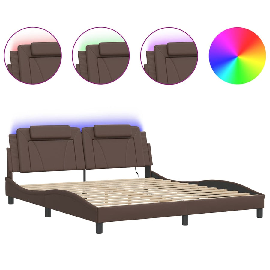 Bedframe met LED-verlichting kunstleer zwart 180x200 cm