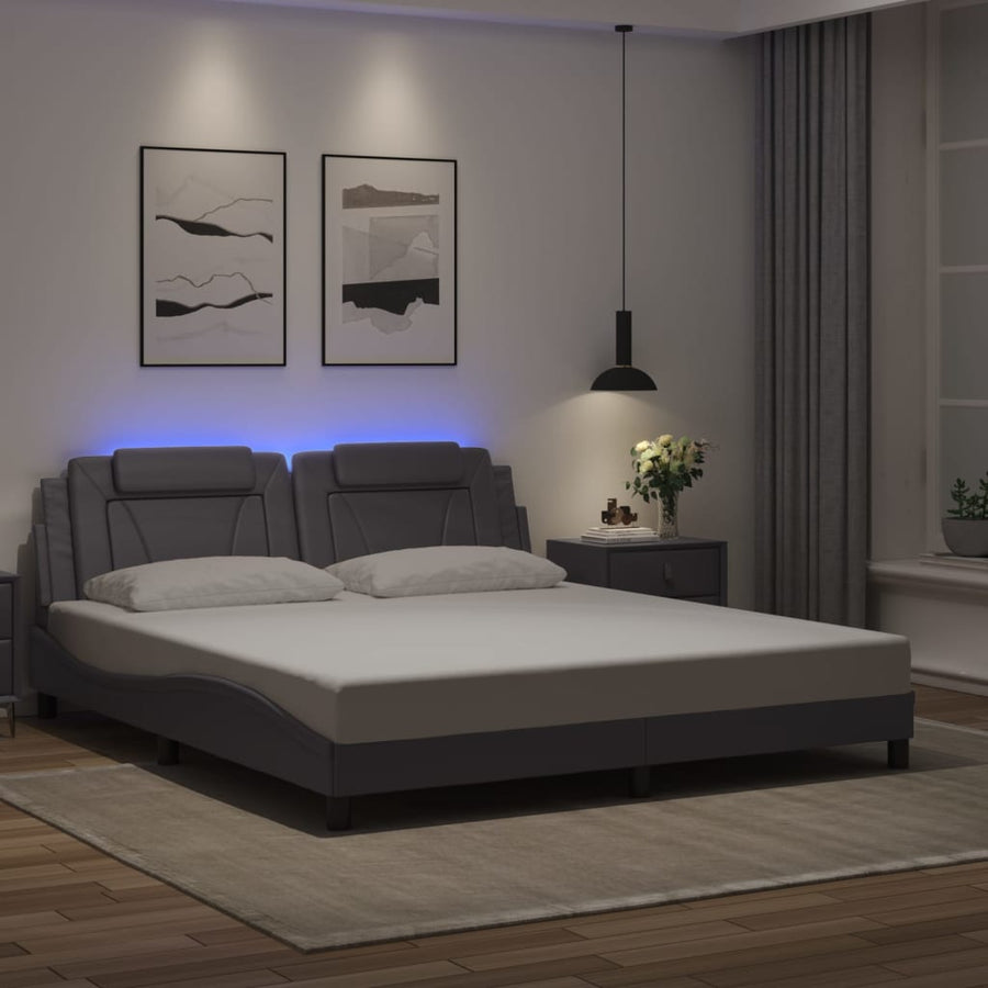 Bedframe met LED-verlichting kunstleer zwart 180x200 cm