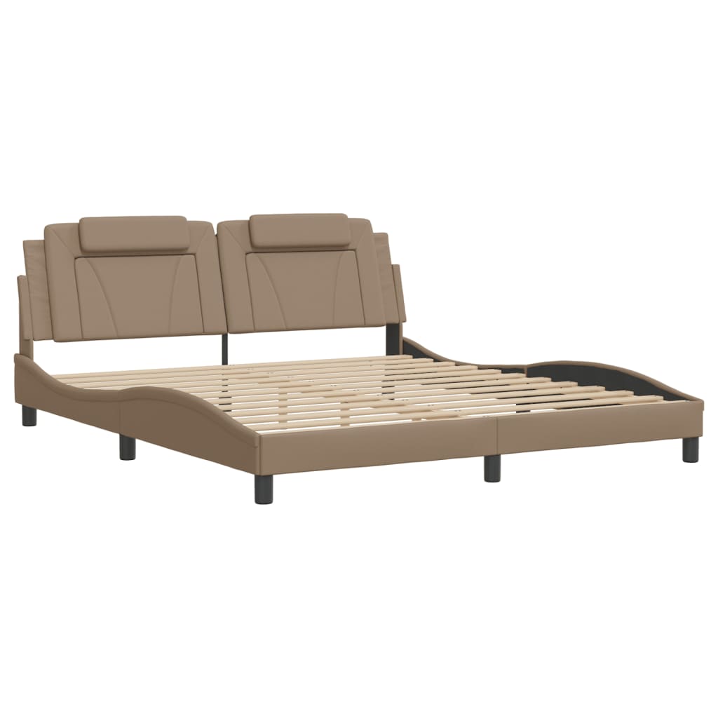 Bedframe met LED-verlichting kunstleer cappuccino 180x200 cm