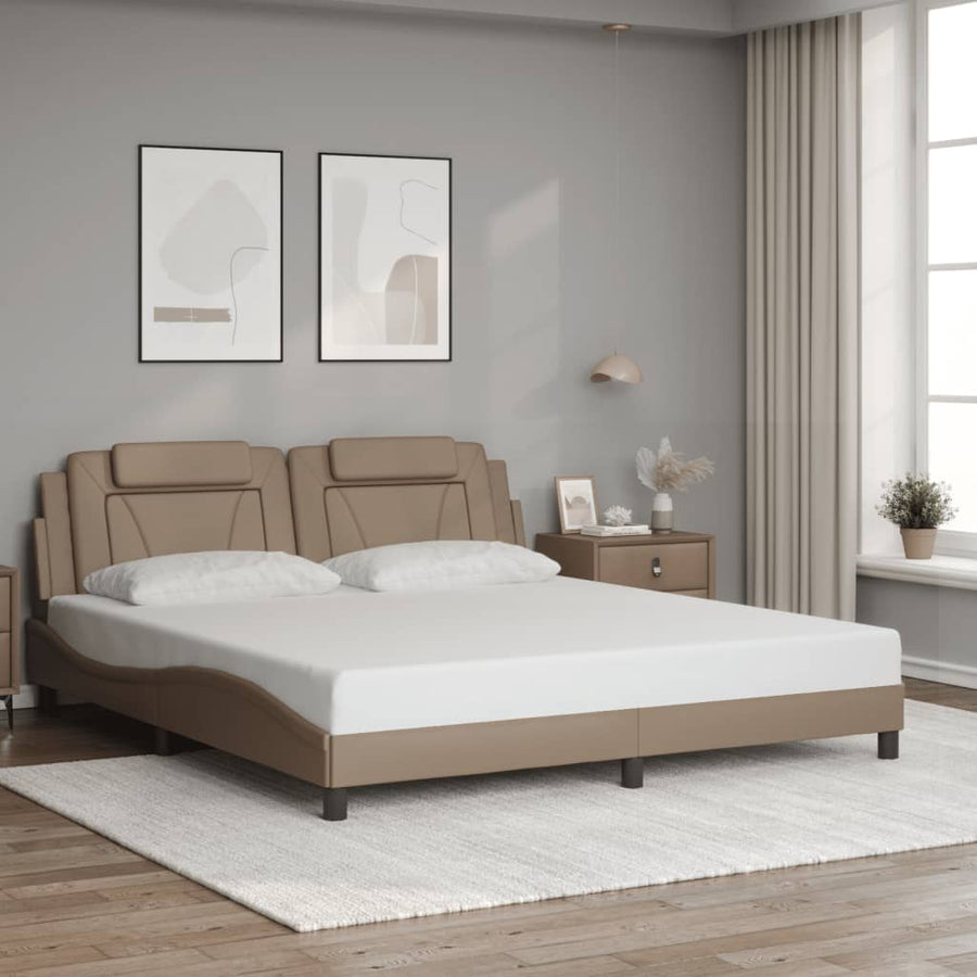 Bedframe met LED-verlichting kunstleer cappuccino 180x200 cm