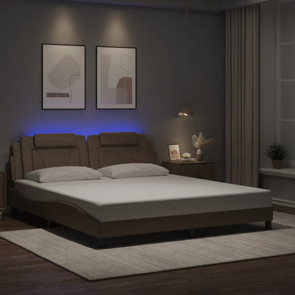Bedframe met LED-verlichting kunstleer cappuccino 180x200 cm