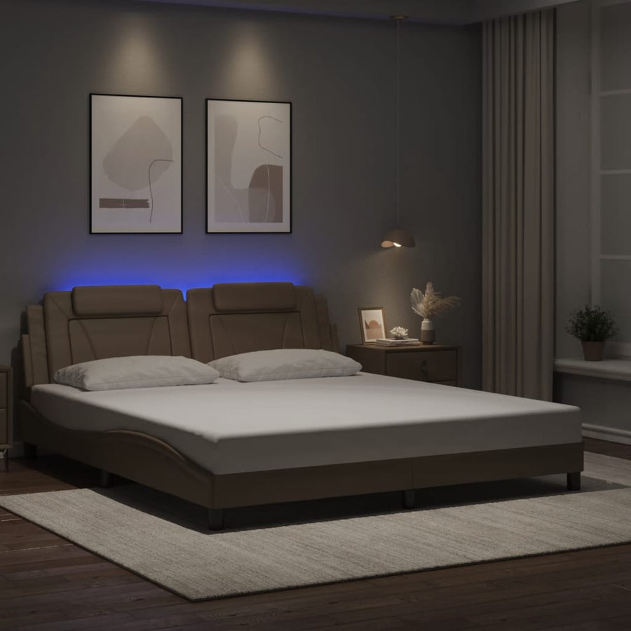 Bedframe met LED-verlichting kunstleer cappuccino 180x200 cm