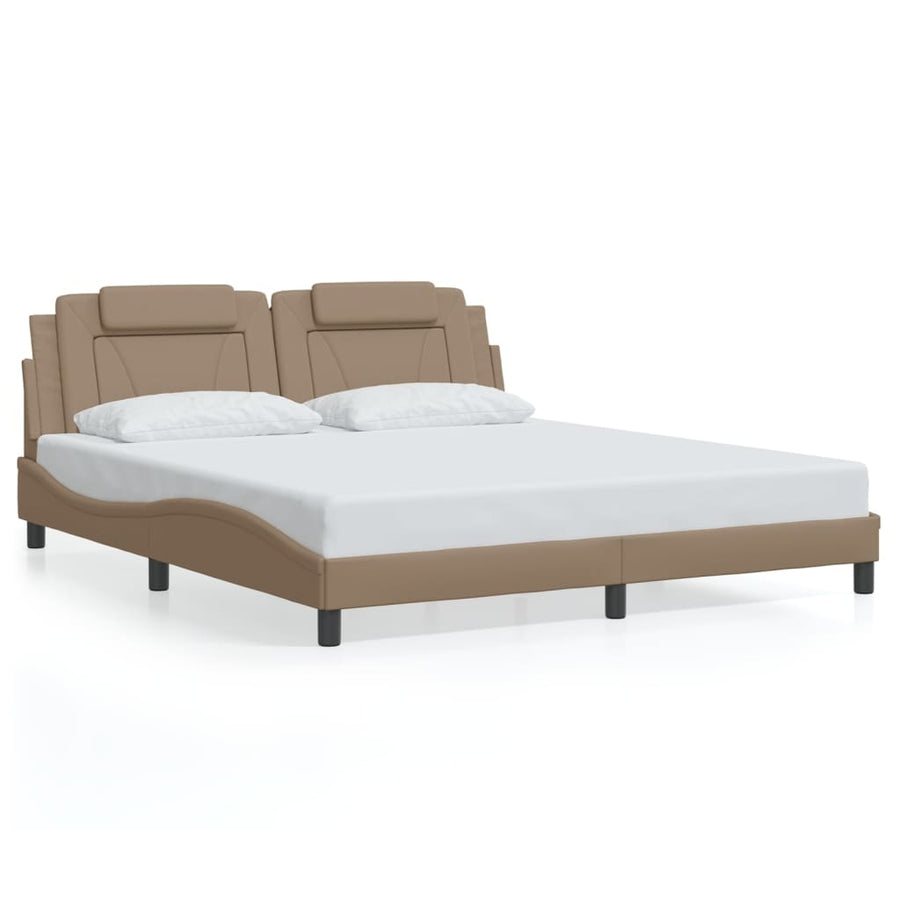 Bedframe met LED-verlichting kunstleer cappuccino 180x200 cm