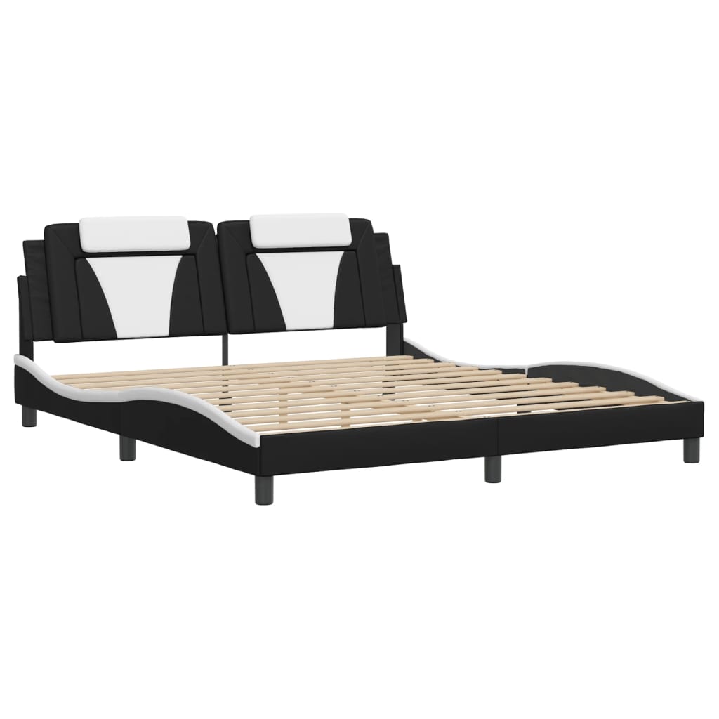 Bedframe met LED-verlichting kunstleer zwart en wit 180x200 cm