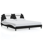 Bedframe 180x200 cm zwart wit met LED