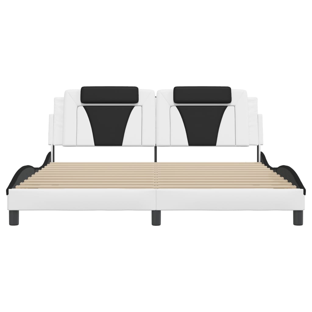 Bedframe met LED-verlichting kunstleer wit en zwart 180x200 cm