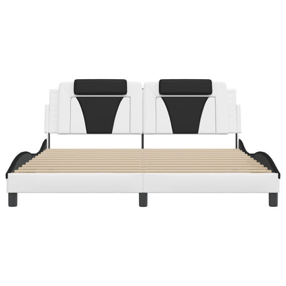 Bedframe met LED-verlichting kunstleer wit en zwart 180x200 cm
