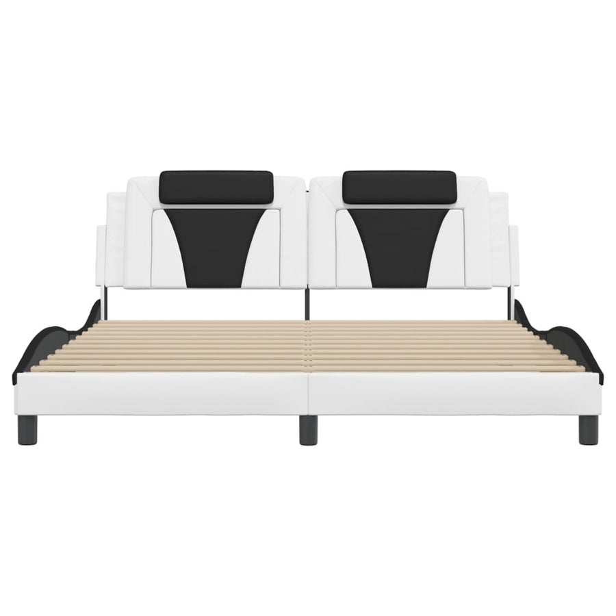 Bedframe met LED-verlichting kunstleer wit en zwart 180x200 cm