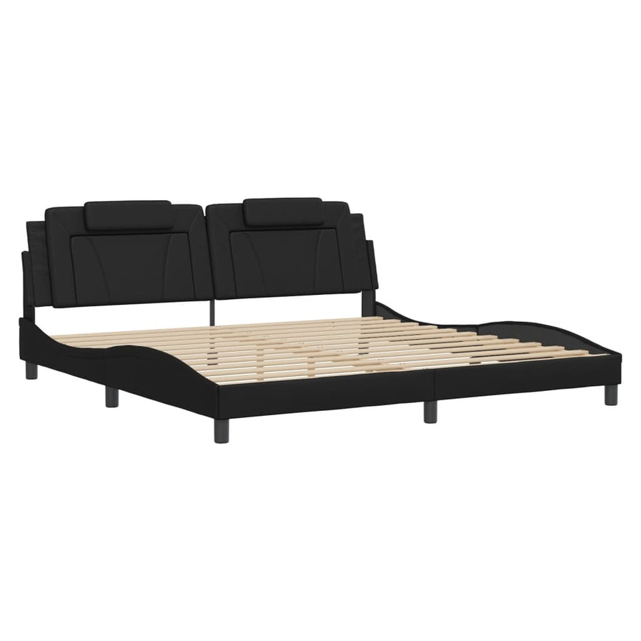 Bedframe Met Led-Verlichting Kunstleer Zwart 200X200 Cm