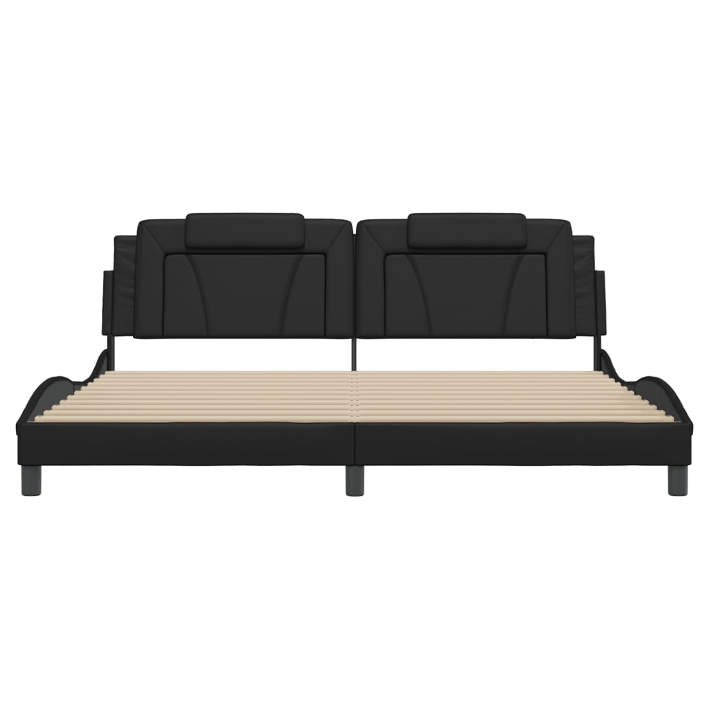 Bedframe Met Led-Verlichting Kunstleer Zwart 200X200 Cm