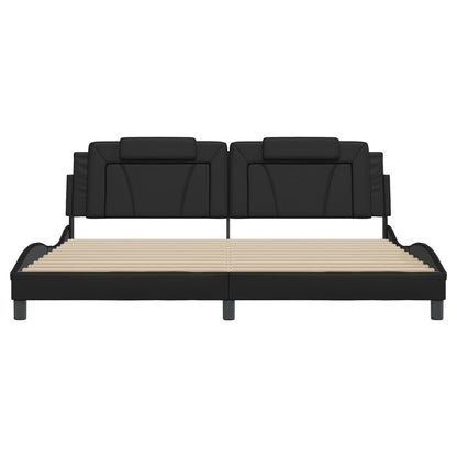 Bedframe Met Led-Verlichting Kunstleer Zwart 200X200 Cm