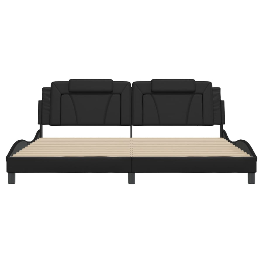 Bedframe Met Led-Verlichting Kunstleer Zwart 200X200 Cm