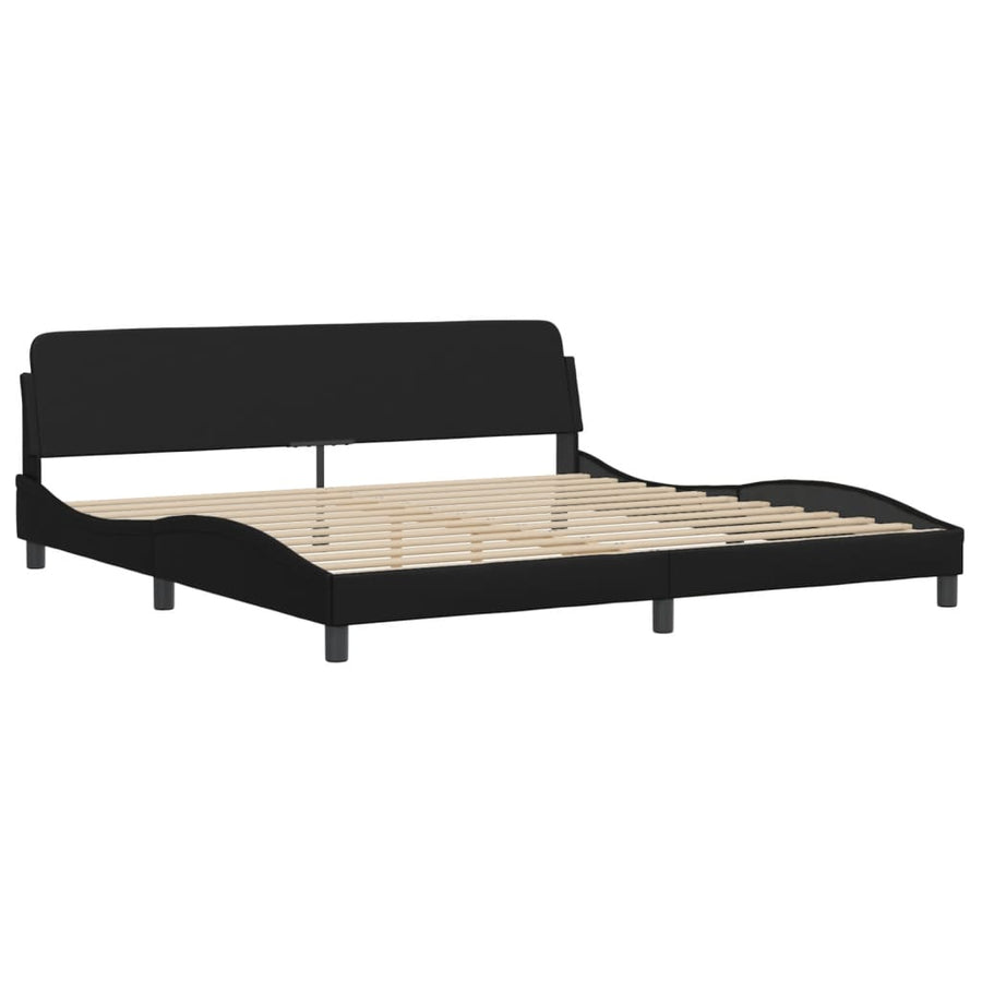 Bedframe Met Led-Verlichting Kunstleer Zwart 200X200 Cm