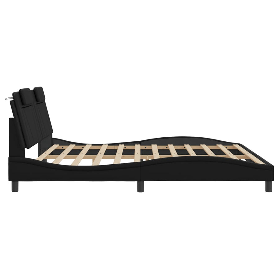 Bedframe Met Led-Verlichting Kunstleer Zwart 200X200 Cm