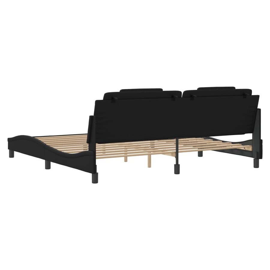 Bedframe Met Led-Verlichting Kunstleer Zwart 200X200 Cm