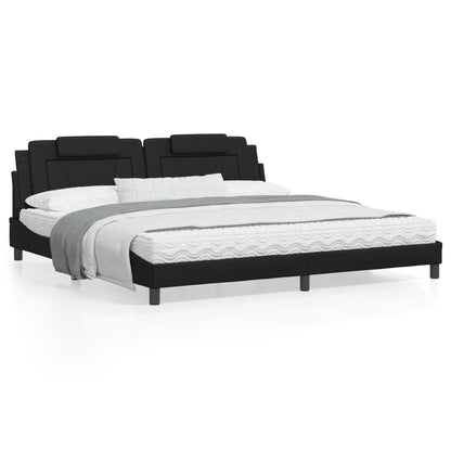 Bedframe Met Led-Verlichting Kunstleer Zwart 200X200 Cm