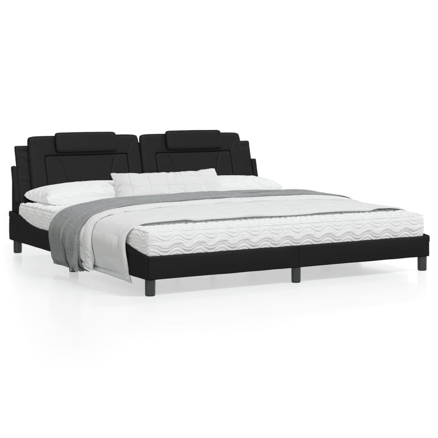 Bedframe Met Led-Verlichting Kunstleer Zwart 200X200 Cm