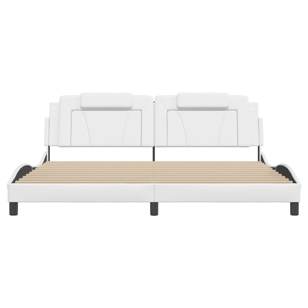 Bedframe Met Led-Verlichting Kunstleer Wit 200X200 Cm